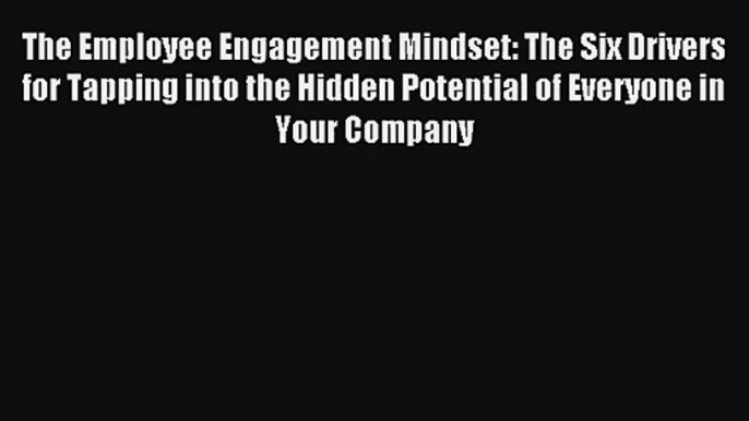 The Employee Engagement Mindset: The Six Drivers for Tapping into the Hidden Potential of Everyone