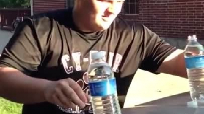 Man chugs 3 water bottles in 5 seconds!