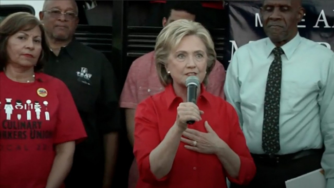 Clinton joins protest outside Donald Trump's hotel