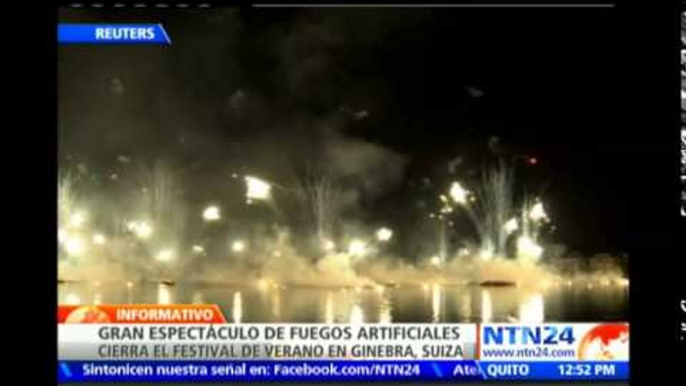 Espectacular muestra de fuegos artificiales en la clausura del festival de verano en Ginebra