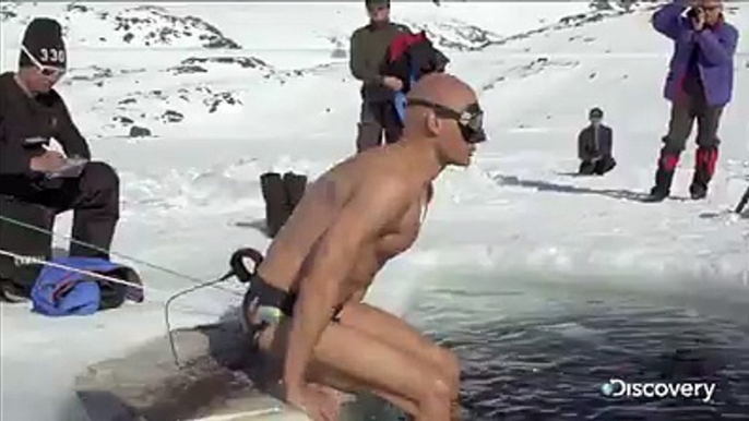 Swimming 250ft under 3ft of ice in speedos - truly amazing.... via. Discovery