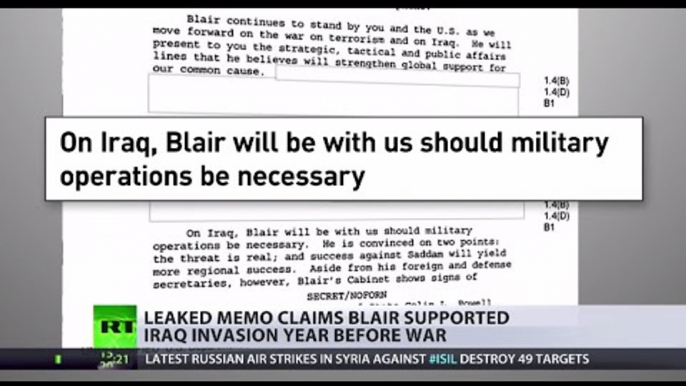 ‘Cheerleader’: Leaked memo claims Blair supported Iraq invasion year before war