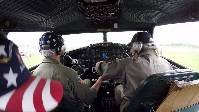 Boeing B 17 Flying Fortress flight with cockpit view and ATC