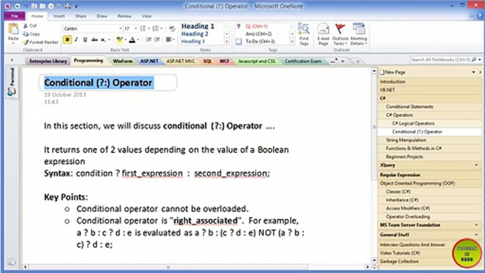 writing conditional operators using c# in visual studio