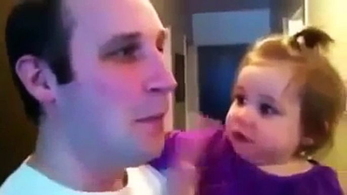 Babies cry fainted after dad shave