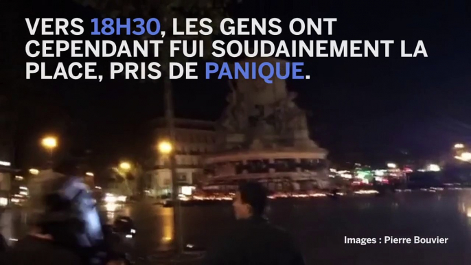 Chants et slogans interrompus par un mouvement de panique Place de la République