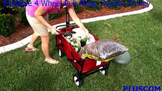 Foldable 4 Wheel Pull Along Garden Trolley