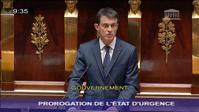 Prolongation de l'état d'urgence : discours de Manuel Valls devant l'Assemblée nationale