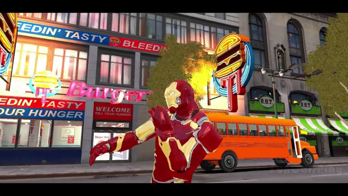 Ironman Wheels on the Bus Go Round and Round Super Hero Nursery Rhymes for Children