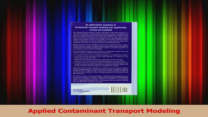 PDF Download  Applied Contaminant Transport Modeling PDF Online