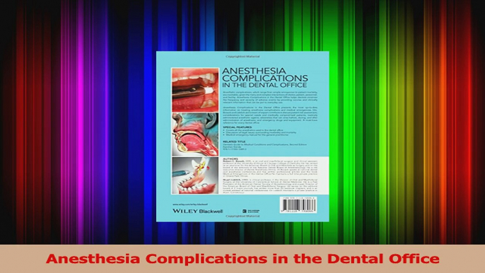 Anesthesia Complications in the Dental Office Download