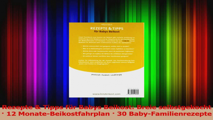 Rezepte  Tipps für Babys Beikost Breie selbstgekocht  12 MonateBeikostfahrplan  30 PDF Herunterladen