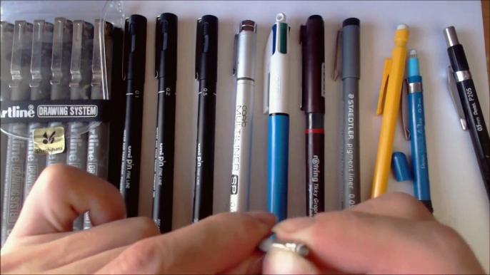 Drawing Tools and Rendering Techniques Tutorial Pencil vs Ball Point Pen vs Fine Liner Mar