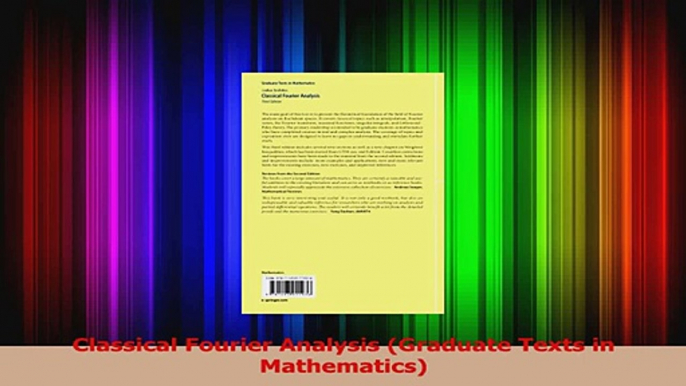 Read  Classical Fourier Analysis Graduate Texts in Mathematics Ebook Free