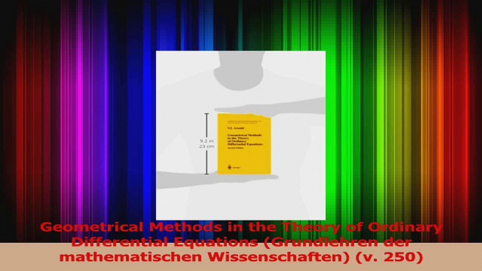 Read  Geometrical Methods in the Theory of Ordinary Differential Equations Grundlehren der Ebook Free