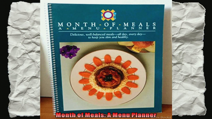 Month of Meals A Menu Planner