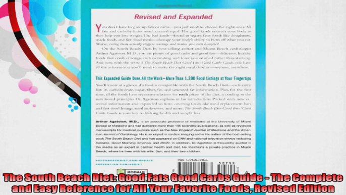 The South Beach Diet Good Fats Good Carbs Guide  The Complete and Easy Reference for All