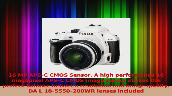 BEST SALE  Pentax K50 16MP Digital SLR Camera Kit with DA L 1855mm WR f3556 and 50200mm WR