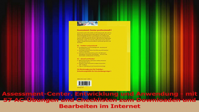 Lesen  AssessmentCenter Entwicklung und Anwendung  mit 57 ACÜbungen und Checklisten zum Ebook Frei