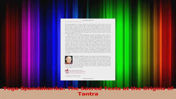 PDF Download  Yoga Spandakarika The Sacred Texts at the Origins of Tantra Read Online