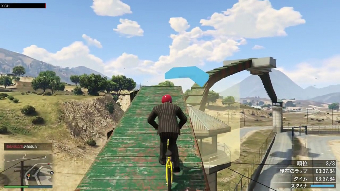 PS4　GTA5　オンライン実況　part16　鬼畜レース　刑務所1周BMXレース