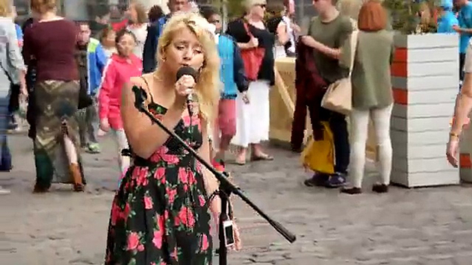 Barefoot Street Performer SHOCKS Audience AMAZING voice music lyrics Sammie Jay Street performers