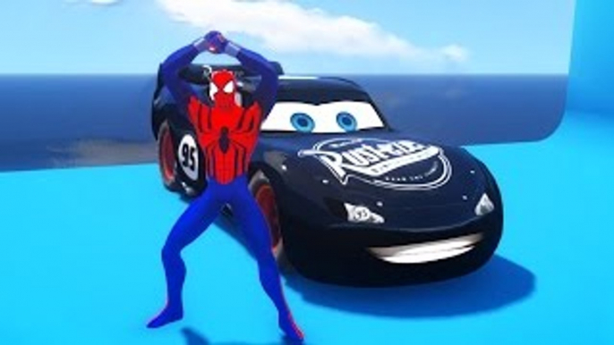 CARS : SpiderMan drive a BLACK MCQUEEN CARS! Spider Nursery Rhymes (Songs for Kids Compila