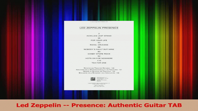 PDF Download  Led Zeppelin  Presence Authentic Guitar TAB PDF Full Ebook