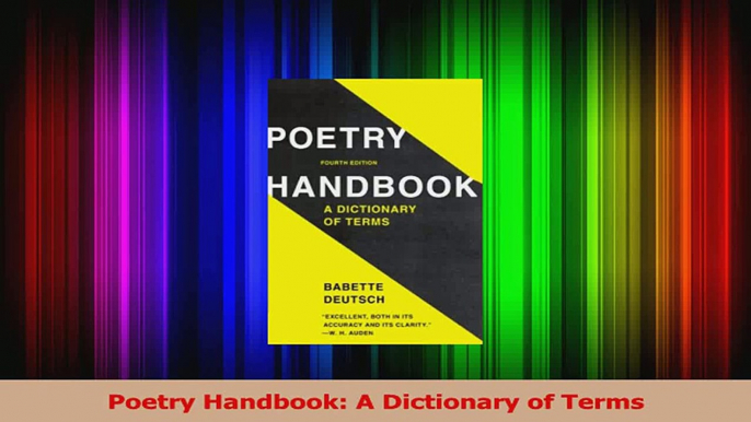 Poetry Handbook A Dictionary of Terms Read Online