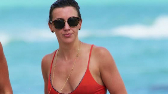 Katie Cassidy Sports a Christmas Red Bikini in Miami