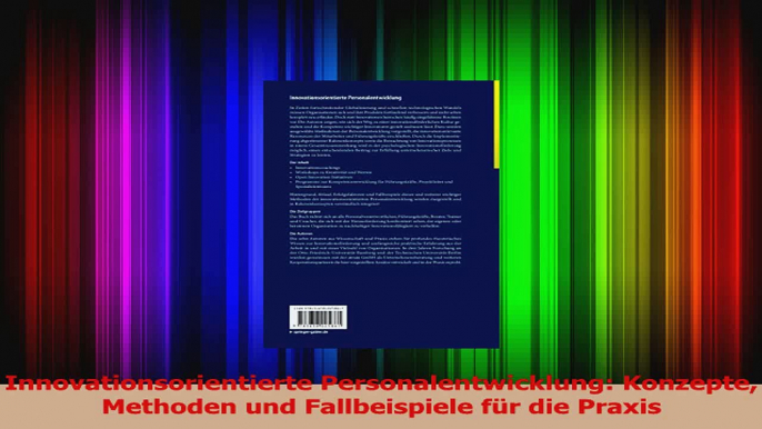 Lesen  Innovationsorientierte Personalentwicklung Konzepte Methoden und Fallbeispiele für die Ebook Frei