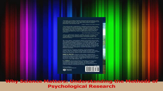 PDF Download  Why Science Matters Understanding the Methods of Psychological Research PDF Online