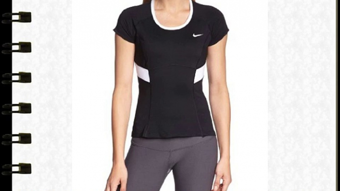 Nike Women's Power Short Sleeve Shirt - Black/White X-Large