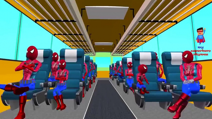 Nursery Rhymes for Children Wheels On The Bus Go Round And Round Hulk Iron Man Spiderman K