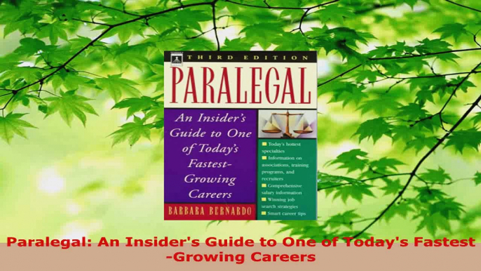 PDF Download  Paralegal An Insiders Guide to One of Todays FastestGrowing Careers Read Full Ebook