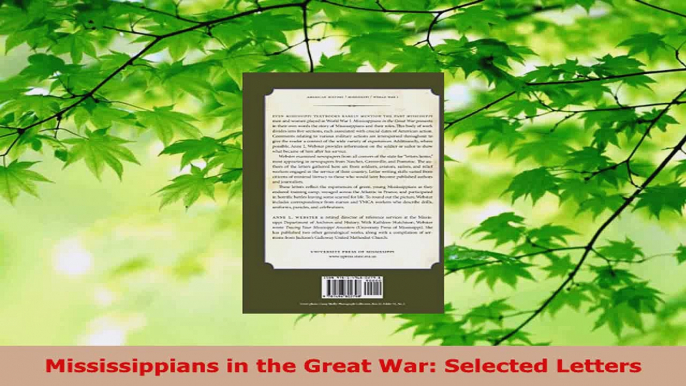 Read  Mississippians in the Great War Selected Letters Ebook Free