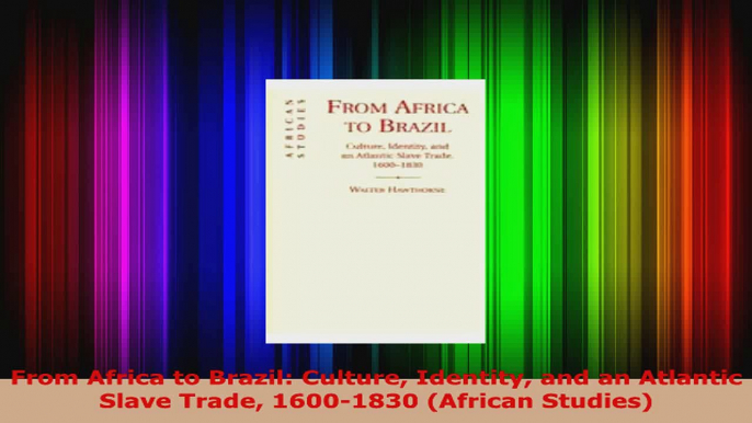 PDF Download  From Africa to Brazil Culture Identity and an Atlantic Slave Trade 16001830 African Read Online