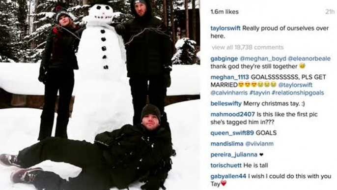 Taylor Swift Builds a Snowman With Calvin Harris and Her Brother