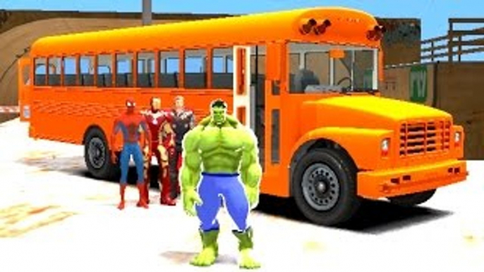 Wheels On The Bus Go Round And Round The Avengers Hulk Iron Man Spiderman Nursery Rhymes