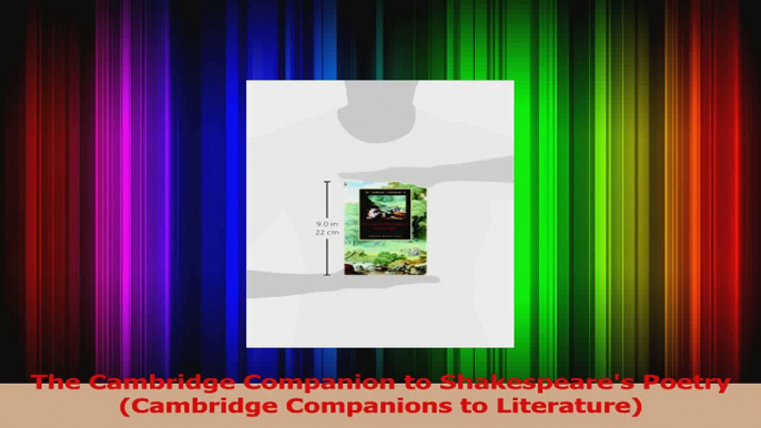 PDF Download  The Cambridge Companion to Shakespeares Poetry Cambridge Companions to Literature Read Full Ebook