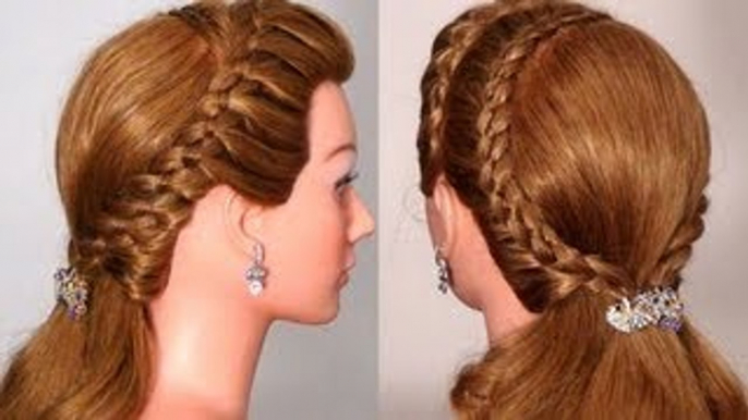 Прическа на каждый день с плетением. Braided hairstyle for e