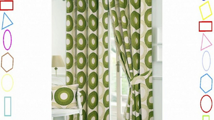 66 x 90 Metz/Discus Green Fully Lined Half Panama Eyelet pair of Curtains With Tie Backs