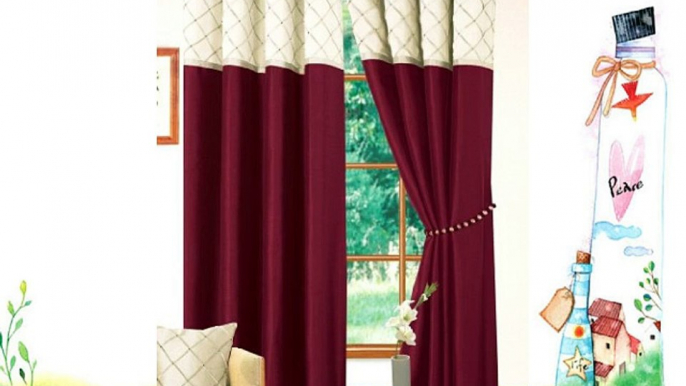 90x72 Eyelet Ringtop Readymade Fully Lined Curtains Burgundy / Cream Natasha Diamant? Faux