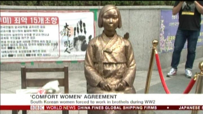 BBC。 日本政府と韓国政府は第2次大戦中の「慰安婦」の問題にについて合意に達しました。(日本語+英語)