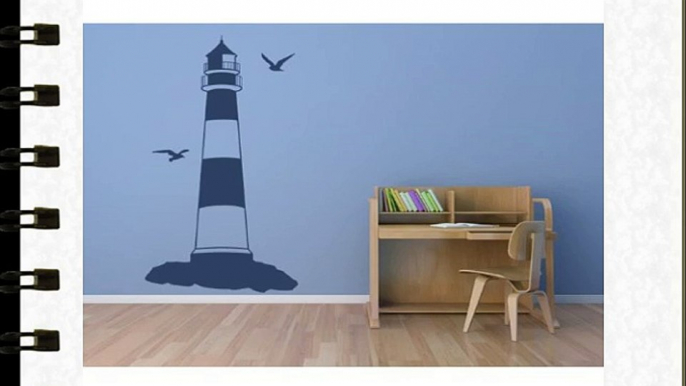 Lighthouse Wall Stickers Seaside Wall Decal Art available in 5 Sizes and 25 Colours X-Large