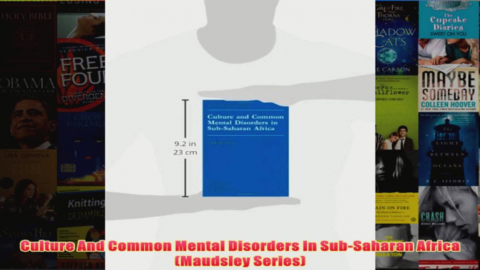 Culture And Common Mental Disorders In SubSaharan Africa Maudsley Series