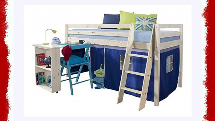 Mid Sleeper Wooden Whitewash Bunk Bed Cabin bed  Desk BLUE WW