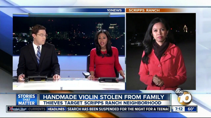 Unique handmade violin stolen in Scripps Ranch burglary