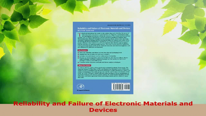 Read  Reliability and Failure of Electronic Materials and Devices EBooks Online