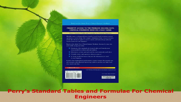 Read  Perrys Standard Tables and Formulae For Chemical Engineers Ebook Free